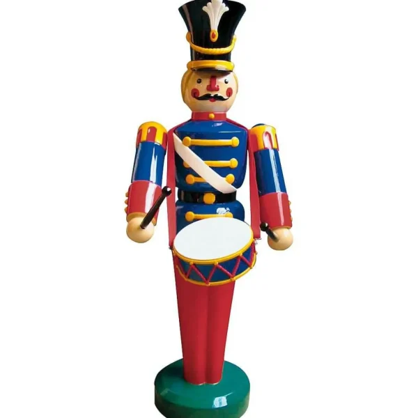 Xxl Weihnachtsdeko | Weihnachtsfiguren^DecoWoerner Soldat Figur Mit Trommel 185 Cm, Blau-rot mehrfarbig