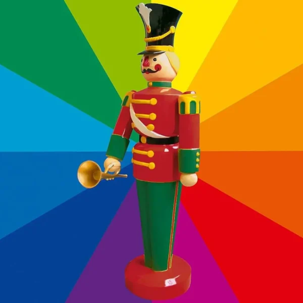 Xxl Weihnachtsdeko^DecoWoerner Soldat Figur Mit Trompete 185 Cm, Wunschfarbe