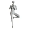 Schaufensterpuppen^DecoWoerner Sport-Schaufensterpuppe Dame Yoga Baum-Pose – Linkes Bein Angehoben Grau