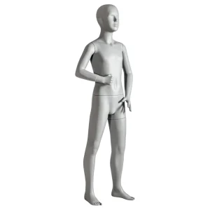 Schaufensterpuppen^DecoWoerner Sport-Schaufensterpuppe Kind 10 Jahre – Rechter Arm Angewinkelt Grau