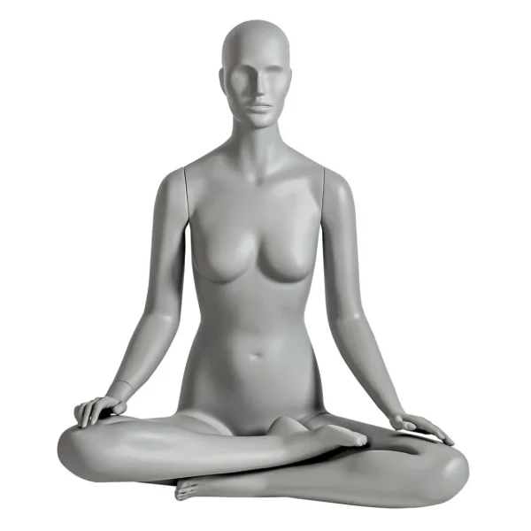 Schaufensterpuppen^DecoWoerner Sport-Schaufensterpuppe Weiblich Yoga Lotussitz Grau