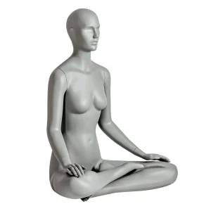 Schaufensterpuppen^DecoWoerner Sport-Schaufensterpuppe Weiblich Yoga Lotussitz Grau