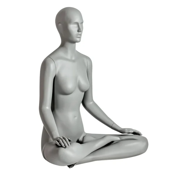 Schaufensterpuppen^DecoWoerner Sport-Schaufensterpuppe Weiblich Yoga Lotussitz Grau