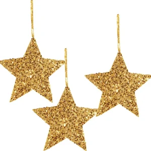 Weihnachtssterne^DecoWoerner Sternen-Hänger, 20 Cm, 3 Stück gold