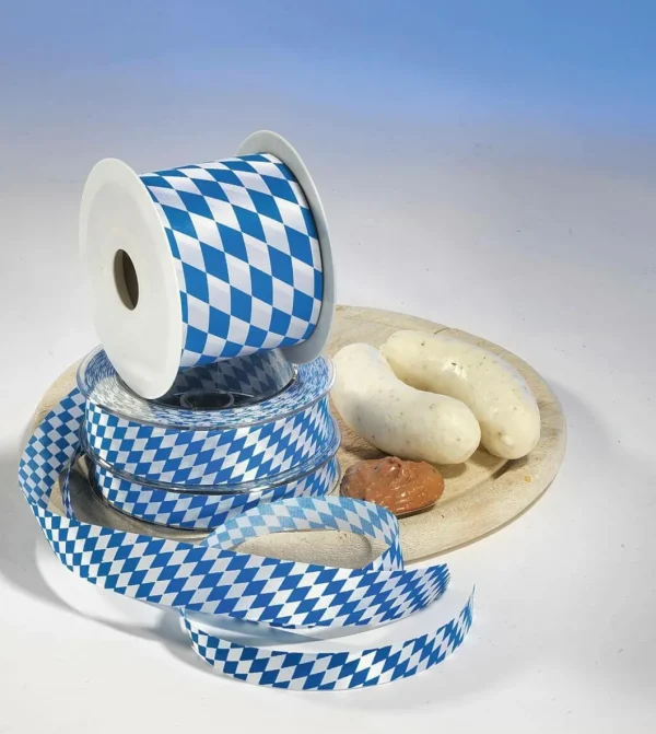 Geschenkband^DecoWoerner Stoffband "Bayern" 25 Mm 25 M blau