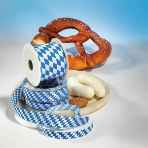 Geschenkband^DecoWoerner Stoffband "Bayern" 70 Mm 25 M blau