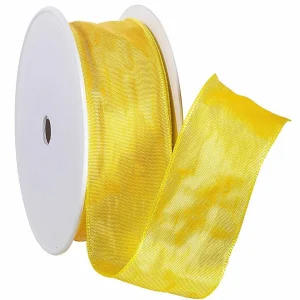 Geschenkband^DecoWoerner Stoffband Mit Drahtkante 40 Mm, 25 M, gelb