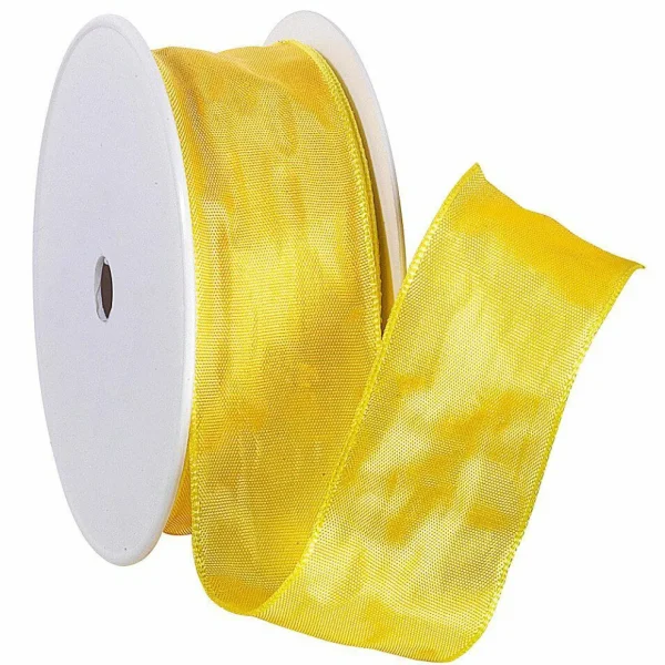 Geschenkband^DecoWoerner Stoffband Mit Drahtkante 40 Mm, 25 M, gelb