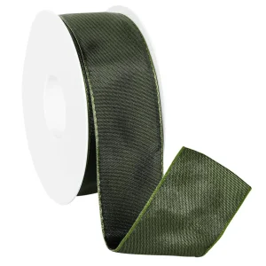 Geschenkband^DecoWoerner Stoffband Mit Drahtkante, 40 Mm, 25 M, Dunkel grün