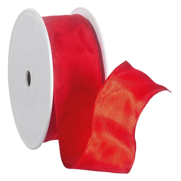 Geschenkband^DecoWoerner Stoffband Mit Drahtkante 40 Mm, 25 M, rot