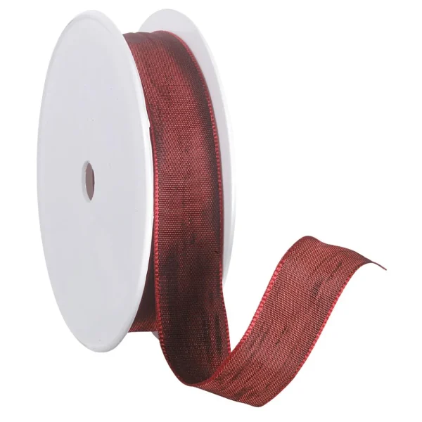 Geschenkband^DecoWoerner Stoffband Mit Drahtkante, 25 Mm, 25 M, Bordeaux rot