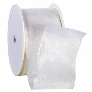 Geschenkband^DecoWoerner Stoffband Mit Drahtkante, 60 Mm, 25 M, Creme weiß