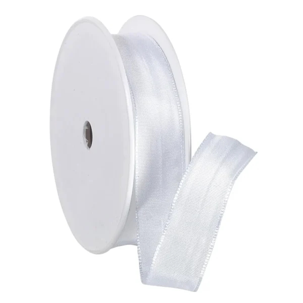 Geschenkband^DecoWoerner Stoffband Mit Drahtkante, 25 Mm, 25 M, weiß