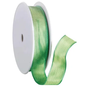 Geschenkband^DecoWoerner Stoffband Mit Drahtkante 25 Mm, 25 M , Limone grün