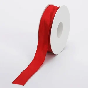 Geschenkband^DecoWoerner Stoffband Mit Drahtkante 25 Mm X 25 M, rot
