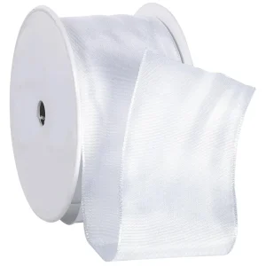 Geschenkband^DecoWoerner Stoffband Mit Drahtkante, 60 Mm, 25 M, weiß