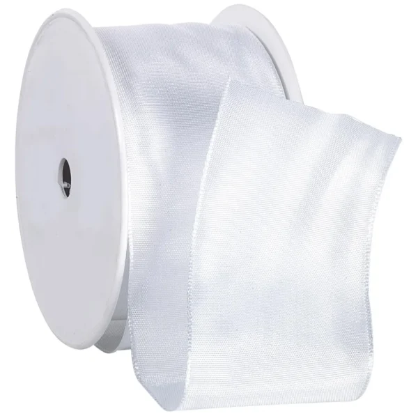 Geschenkband^DecoWoerner Stoffband Mit Drahtkante, 60 Mm, 25 M, weiß