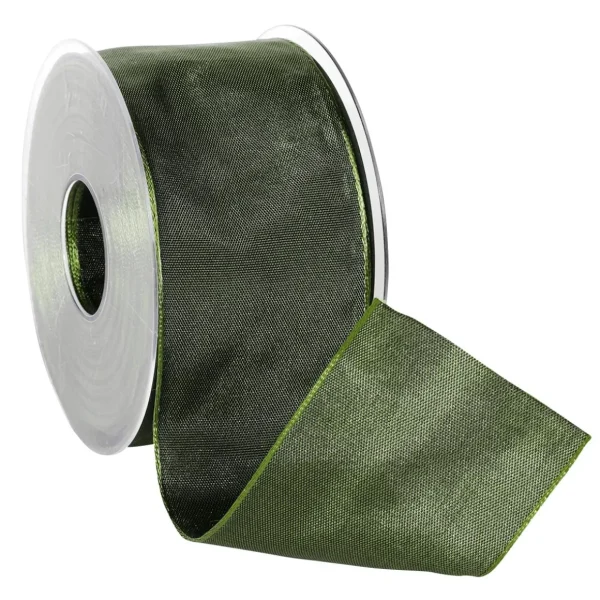 Geschenkband^DecoWoerner Stoffband Mit Drahtkante, 60 Mm, 25 M, Dunkel grün