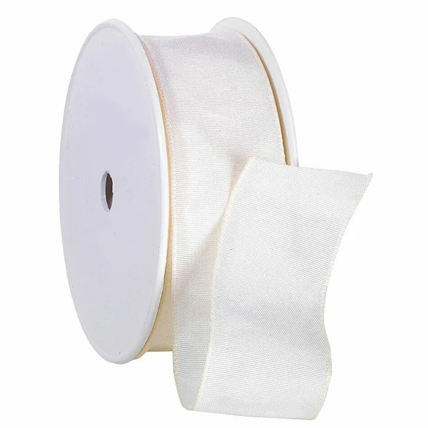 Geschenkband^DecoWoerner Stoffband Mit Drahtkante 40 Mm, 25 M, Creme weiß