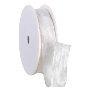 Geschenkband^DecoWoerner Stoffband Mit Drahtkante, 25 Mm, 25 M, Creme weiß