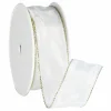 Geschenkband^DecoWoerner Stoffband Mit Goldkante, 40 Mm, 25 M, Creme weiß
