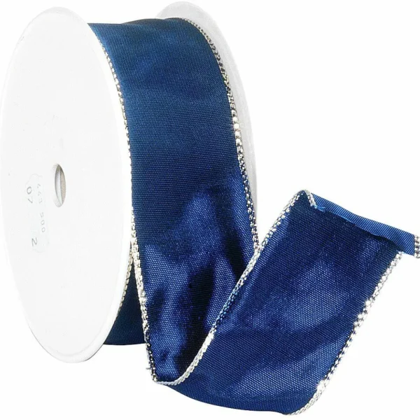 Geschenkband^DecoWoerner Stoffband Mit Goldkante, 40 Mm, 25 M, blau