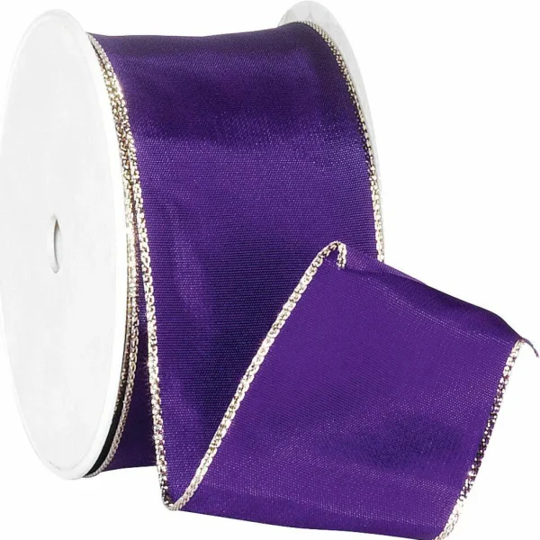 Geschenkband^DecoWoerner Stoffband Mit Goldkante, 60 Mm, 25 M, Lila violett