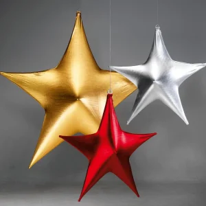 Themen-Deko | Xxl Weihnachtsdeko^DecoWoerner Stretch-Stern 80 Cm Ø, Schwer Entflammbar B1 silber