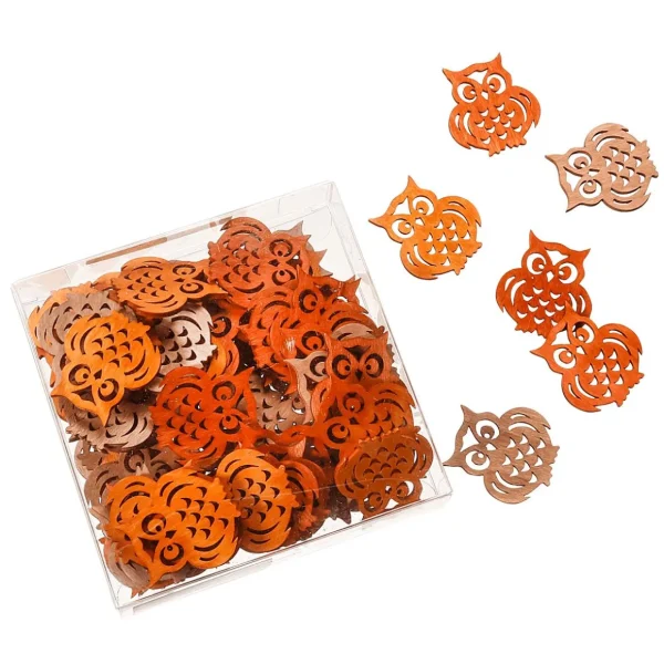 Streudeko | Herbstdeko^DecoWoerner Streuware Eule 72 Stück 3,5 X 4 Cm orange