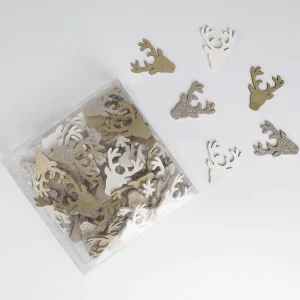 Streudeko | Herbstdeko^DecoWoerner Streuware Hirsch Aus Holz 72 Stück 4 Cm gold