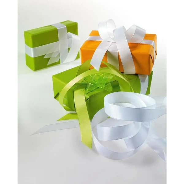 Geschenkband^DecoWoerner Taftband Mit Webkante 40 Mm, 50 M, weiß