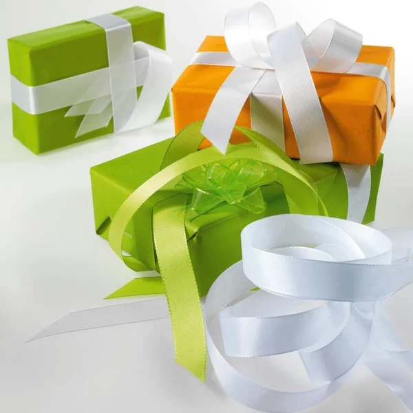 Geschenkband^DecoWoerner Taftband Mit Webkante 25 Mm, 50 M, weiß