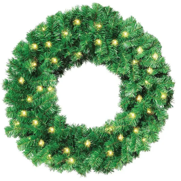 Xxl Weihnachtsdeko | Weihnachtskränze^DecoWoerner Tannenkranz Basic LED, 80 Cm Ø grün