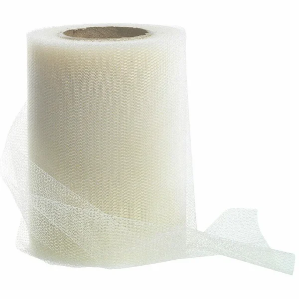 Geschenkband^DecoWoerner Tüllband, 100 Mm, 25 M, Creme weiß