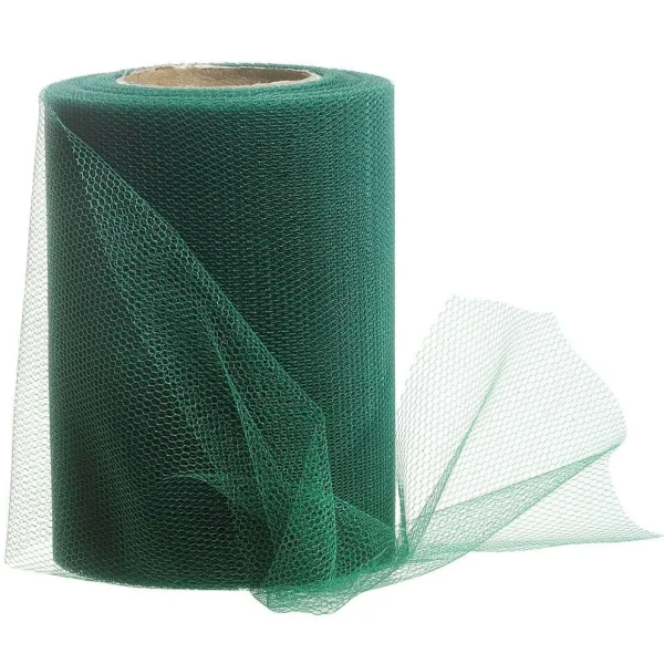 Geschenkband^DecoWoerner Tüllband, 100 Mm, 25 M, Dunkel grün