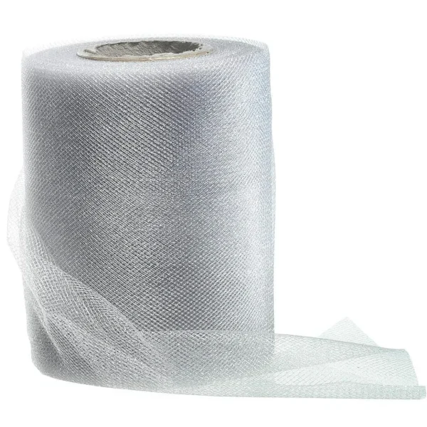 Geschenkband^DecoWoerner Tüllband, 100 Mm, 25 M, silber