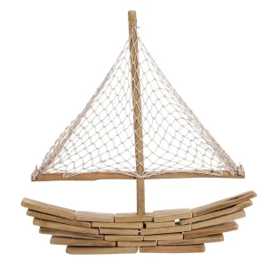 Sommerdeko^DecoWoerner Treib-Holz Deko-Segel-Schiff 45 X 44 X 5 Cm braun