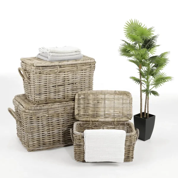 Warenpräsentation | Naturdeko^DecoWoerner Truhen Set Aus Rattan 3 Tlg. braun