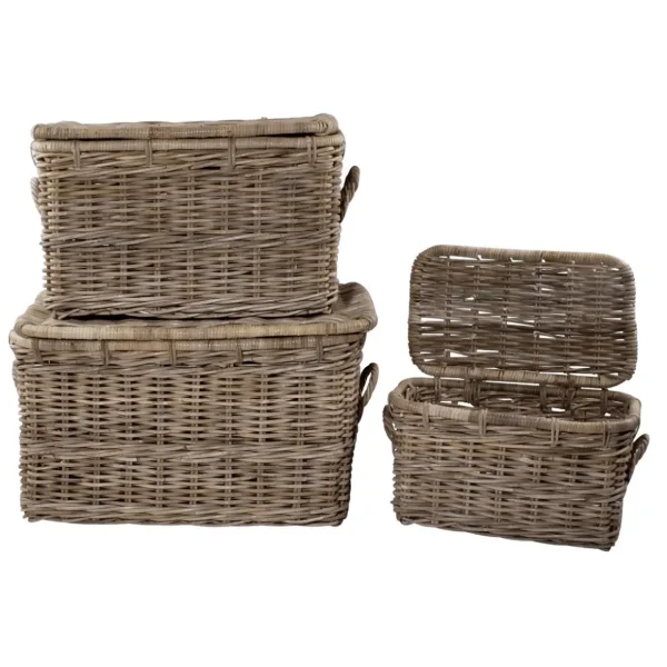 Warenpräsentation | Naturdeko^DecoWoerner Truhen Set Aus Rattan 3 Tlg. braun