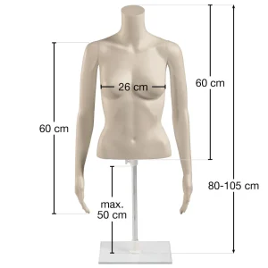 Schaufensterpuppen^DecoWoerner Umweltfreundlicher PE Damen-Torso, Hautfarbe Beige