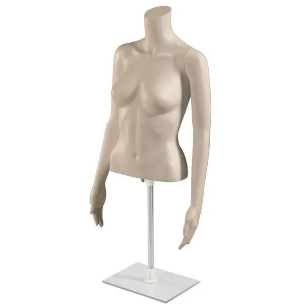 Schaufensterpuppen^DecoWoerner Umweltfreundlicher PE Damen-Torso, Hautfarbe Beige