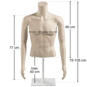 Schaufensterpuppen^DecoWoerner Umweltfreundlicher PE Herren-Torso, Hautfarben Beige