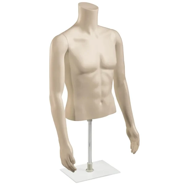 Schaufensterpuppen^DecoWoerner Umweltfreundlicher PE Herren-Torso, Hautfarben Beige