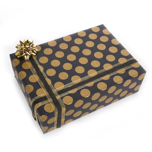 Geschenkpapier | Go Green - Nachhaltige Geschenkverpackung^DecoWoerner Umweltfreundliches Geschenkpapier-Rolle Mit enen Punkten 50 Cm X 50 M gold