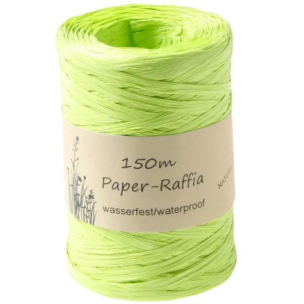 Geschenkband | Go Green - Nachhaltige Geschenkverpackung^DecoWoerner Umweltfreundliches Raffia-Band Aus Abbaubarem Material 7 Mm 150 M Frühlings grün