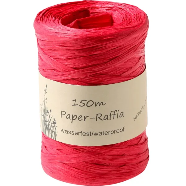 Geschenkband | Go Green - Nachhaltige Geschenkverpackung^DecoWoerner Umweltfreundliches Raffia-Band Aus Abbaubarem Material 7 Mm 150 M rot