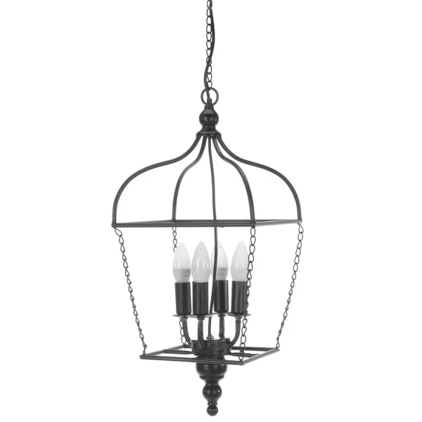 Deko-Licht^DecoWoerner Vintage Metall Hängelampe Mit Zuleitung Und Kette schwarz