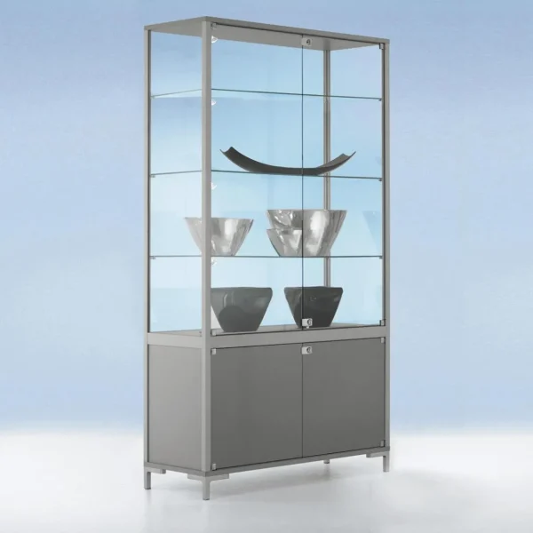 Warenpräsentation^DecoWoerner Vitrine Mit Staufach & Licht 186 X 100 Cm transparent