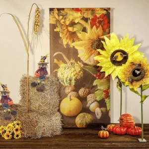 Herbstdeko^DecoWoerner Vogelscheuche Sitzend 50 Cm mehrfarbig