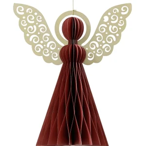 Weihnachtsfiguren^DecoWoerner Wabenpapier Deluxe Engel 20 Cm rot